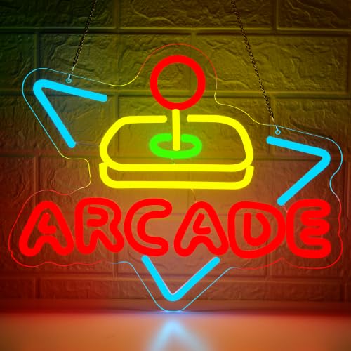 Arcade Neon Sign for Wall Decor Gamer LED Light Up Sign for Game Room Gaming Neon Lights for Boys Bedroom Man Cave Garage Party Birthday Cool Gifts for Gamers Men Teen Boys Size 15.7*12.6in（GLND381） - color: Arcade