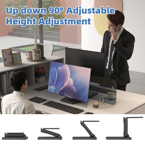 Adjustable Metal Folding Monitor Bracket for Touch Screen Desk Mount with VESA Hole 75x75mm&100x100mm All in Single PC Stand (Black)