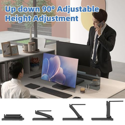 Adjustable Metal Folding Monitor Bracket for Touch Screen Desk Mount with VESA Hole 75x75mm&100x100mm All in Single PC Stand (Black)