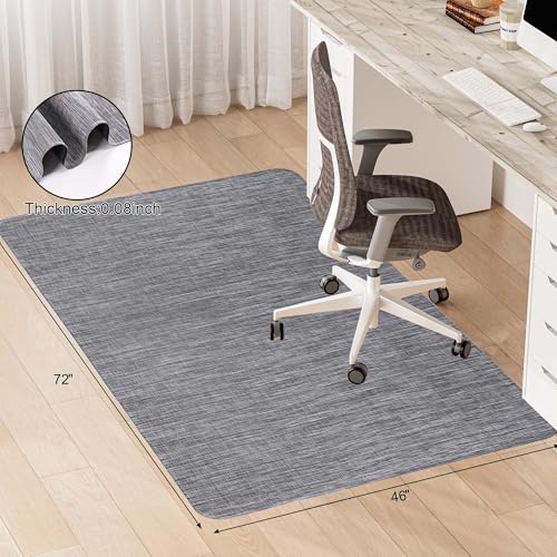 Office Chair Mat for Hardwood & Tile Floor, 46"x72" Desk Computer Chair Mat, Anti Slip, Non-Curve, Floor Protector Under Desk Low-Pile Office Rug for Rolling Chair - color: Light Grey, size: 46'' x 72'' Rectangle