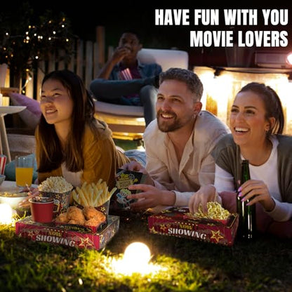 KiDEPOCH Movie Night Snack Trays Boxes with Disposable Paper Food Trays, Popcorn French Fry Candy Food Drink Holder for Cinema Movie Birthday Party