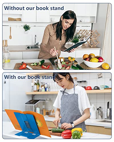 Large Book Stand Metal Reading Rest Book Holder Adjustable Document Cookbook Holder Portable Bookstands for Textbooks/Music Books/Recipe/Mobile Phone/Tablet(Deep Blue) - color: Deep Blue