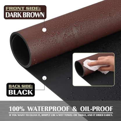 K KNODEL Small Office Leather Desk Mat, Mouse and Keyboard Pad, Computer and Laptop Mat, Desktop Protector and Cover, Writing Pad and Blotter (23.6"x13.8", Dark Brown) - color: Dark Brown, size: 23.6" x 13.8"