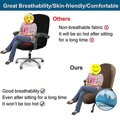 WOMACO Office Chair Covers, Stretch Computer Chair Cover with Armrest Covers, Universal Boss Chair Covers Modern Simplism Style High Back Chair Slipcover (Light Brown, Large) - color: 1-light Brown