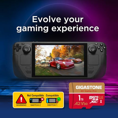 【for Switch 1 Only】 GIGASTONE 1TB Micro SD Card, 4K Game Pro, MicroSDXC Memory Card for Gaming Console, Action Camera, UHD Video, up to 150/130 MB/s, UHS-I U3 A2 V30 C10【5-Years Data Recovery】 - color: 1TB 4K Game Pro 1-Pack
