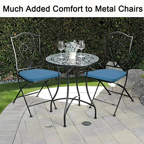 BUYUE 14" Metal Chair Cushion with Magnetic 1 Piece, Luxury PU Leather Waterproof Anti-Slip Seat Pad for Kitchen Cafe Dining Bistro Stackable Chairs (U-Shape, Blue, 1) - color: Blue, style: U-shape-1 Pcs