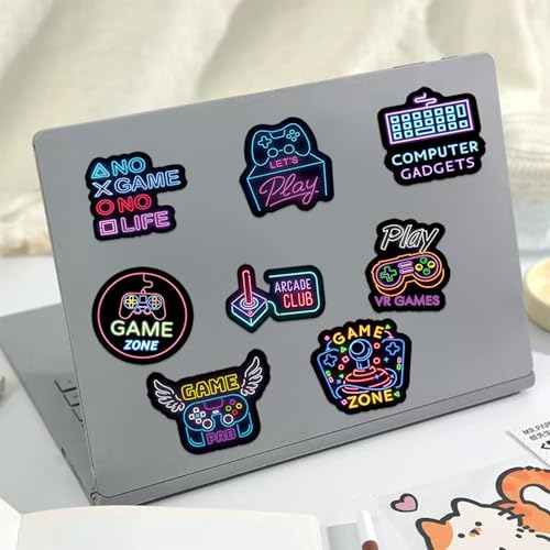 50Pcs Neon Game Stickers, Video Game Stickers, Gamer Waterproof Vinyl Decals for Laptop, Water Bottle, Skateboard, Gamer Decor, Party Favors Gifts - style: Neon Game Stickers