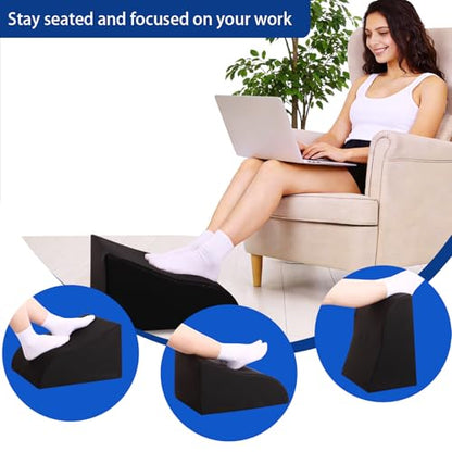 Foot Rest for Under Desk at Work, Ergonomic Under Desk Footrest with Washable Cover for Office, Home & Gaming Leg Elevation Pillow Black - color: A-black