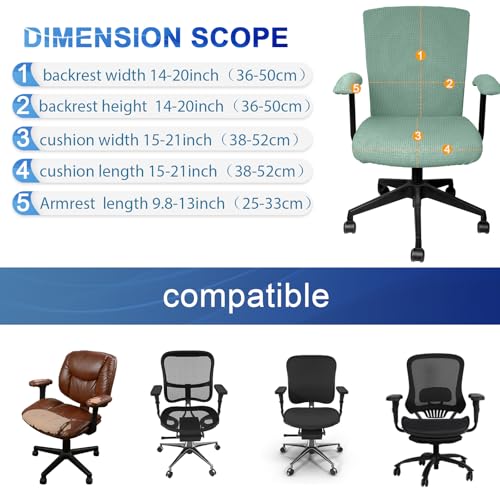 Tallew 4 Pcs Office Chair Covers Set Computer Universal Protective Stretchable Chair Seat Covers Desk Armrest Slipcovers Pads Office Cushion Backrest for Rotating (XL,Pea Green) - color: Pea Green