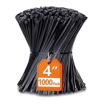 Small Zip Ties, Zip Ties 4 inch with 18 lb Tensile Strength, Black Cable ties, 1000 Pack, ANOSON - size: 4"/1000 Pack (18 Lb)