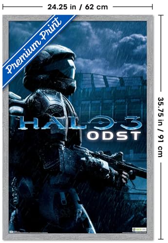 Halo: ODST - Key Art Wall Poster, 34L" x 22.4W", Gray Framed Version - color: Gray Framed Version, size: 34"L x 22.4"W