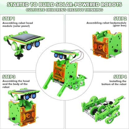 STEM 13-in-1 Education Solar Power Robots Toys for Boys Age 8-12, Educational Toy Science Kits for Kids Experiment Robotics Set Birthday Gifts for 8 9 10 11 12 Years Old - color: Green
