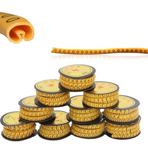 6m² Cable Identification Wire, 10Pcs 0 to 9 Coded Clip on Plastic Cables Identification Wire Cord Cable Marker PVC Number Tube for Electronics Computers - size: 6m²