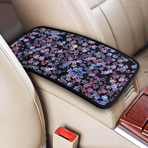 Car Center Console Cover Pad Cherry Blossom Purple Pink Armrest Box Mat Vehicle Arm Rest Cushion Protector Floral Flower Aesthetics Art Black Bohemian Consoles Rest Pillow - color: Cherry Blossom Floral