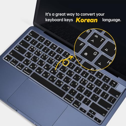 Korean Language Keyboard Cover Compatible with Apple 2026 MacBook Neo 13-inch Laptop with A18 Pro chip A3404,MacBook Neo 13" Keyboard Skin Protector - Black - color: Black-Korean, size: MacBook Neo 13" 2026+