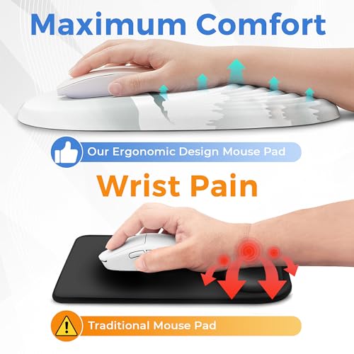 Ergonomic Mouse Pad with Wrist Support, Memory Foam Wrist Rest for Pain Relief & Carpal Tunnel, Non-Slip Base for Office, Computer, PC, Laptop (12x8x1.2inch, Fujisan Bright) - color: 03 Fujisan Bright