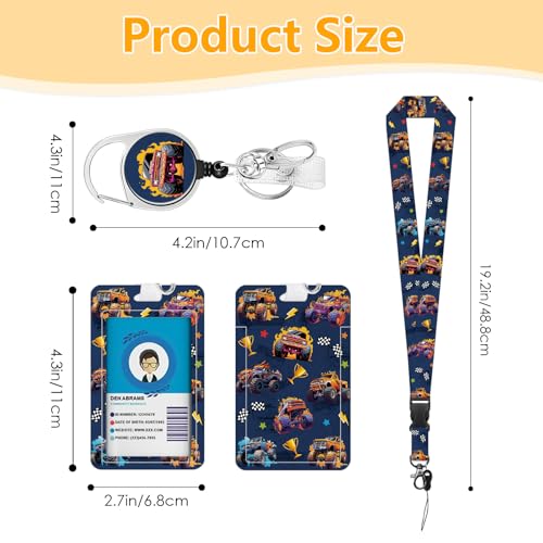 Truck for ID Badge Holder, Truck ID Badge Holder with Heavy-Duty Retractable Reel Clip, Gift for Teacher Nurse Adult - color: Childrentruck-blue