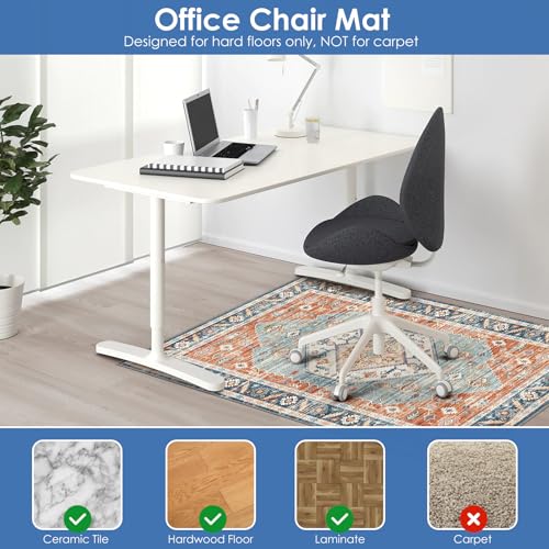 Vicwe Office Chair Mat for Hardwood Floor & Tile Floor,48"X 60" Heavy Duty Desk Chair Mat, Under Desk Rug for Rolling Computer Chair,Anti Slip,Low Pile Carpet Floor Protector
