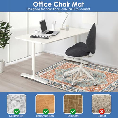 Vicwe Office Chair Mat for Hardwood Floor & Tile Floor,48"X 60" Heavy Duty Desk Chair Mat, Under Desk Rug for Rolling Computer Chair,Anti Slip,Low Pile Carpet Floor Protector