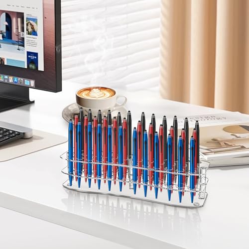 3 Pack Acrylic Pen Holder, 26-Slot Clear Pencil Display Stand, Eyebrow Pen Stands, Makeup Brush Rack Organizer, Art Brush Desk Stand Organizer for Home, Store, School Office Supplies