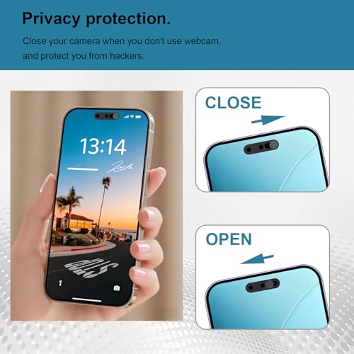 Front Camera Privacy Cover Compatible for iPhone 16/16Plus/16 Pro/16 Pro Max/15/15Plus/15 Pro/15 Pro Max/14 Pro/14 Pro Max, [2 Pack] Anti-Spy Lens Protector,Camera Protector for Privacy & Security
