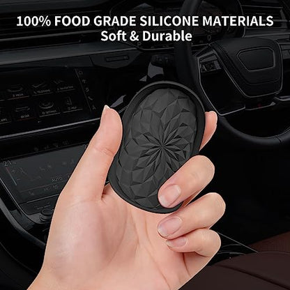 ME.FAN Car Coasters for Cup Holders [4 Pack] - 2.75In Silicone Auto Mug Mats - Universal Non-Slip Recessed Car Interior AccessoriesBlack - color: 4 Pack-black