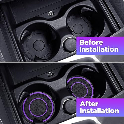 2 PCS Car Cup Holder Coaster,Car Coasters Cup Mats,2.75 Inch Universal Car Cup Coasters,Non-Slip Anti Dust Mats Cup Holder Insert Coaster, Suitable for Most Car Interior (Purple) - color: Purple