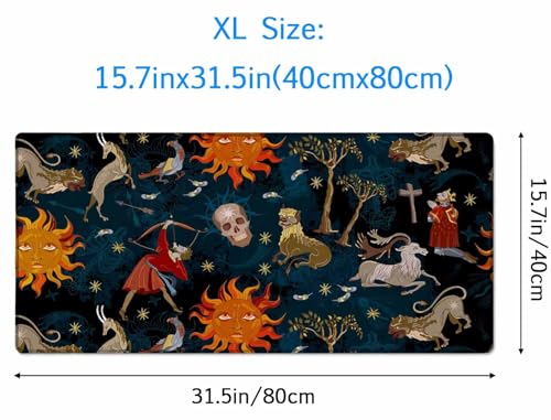 Mouse Pad Gaming, Large Mouse Pads for Desk, Keyboard Mouse Mat Desk Pad, Non-Slip Rubber Base with Stitched Edges Mousepad, 31.5x15.7in Medieval Astrology - color: Medieval Astrology, size: 31.5L x 15.7W inches