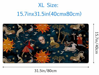 Mouse Pad Gaming, Large Mouse Pads for Desk, Keyboard Mouse Mat Desk Pad, Non-Slip Rubber Base with Stitched Edges Mousepad, 31.5x15.7in Medieval Astrology - color: Medieval Astrology, size: 31.5L x 15.7W inches