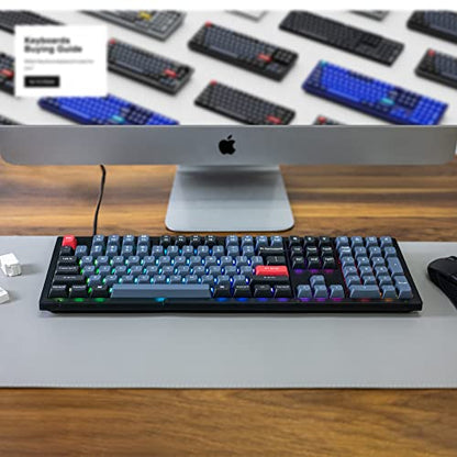 Keychron V6 Wired Custom Mechanical Keyboard, Full-Size QMK/VIA Programmable Macro with Hot-swappable Keychron K Pro Red Switch Compatible with Mac Windows Linux (Frosted Black-Translucent) - color: Hot-swap Keychron K Pro Red Switch
