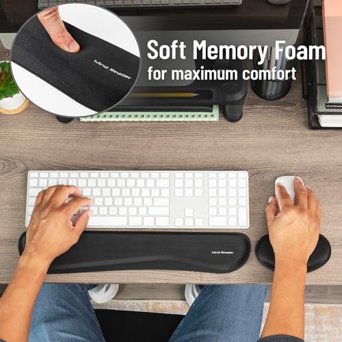 Mind Reader Ergonomic Keyboard and Mouse Wrist Rest Set, Gaming Accessory, Memory Foam, 16.75" L x 3" W x 0.75" H, 2 pcs, Black - size: Single Black