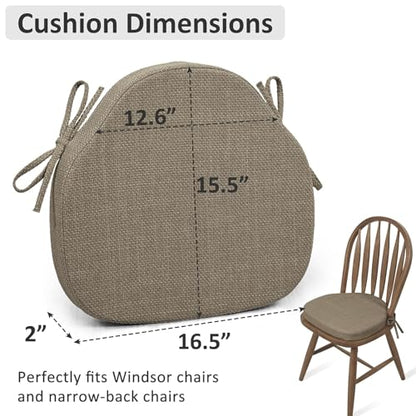 Shinnwa Kitchen Chair Cushions Set of 2, High-Resilience Foam Windsor Seat Pads, Dining Chair Cushions with Ties & Textured Cover, 2 Pack, 16.5 x 15.5 x 2, Light Brown - color: Light Brown, size: 2 Count (Pack of 1)