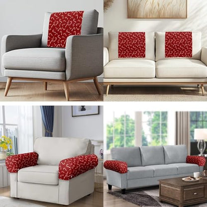 Christmas Candy Sofa Headrest Armrest Cover Set Sofa Chair Protector Covers Armchair Headrest Cover, Fade Resistant Couch Slipcover Non Slip Furniture Protector Lounge Couch Cvers - color: Christmas Candy