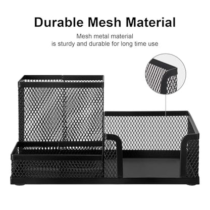 Comix Mesh Pen Pencil Holder Desk Organizer, 3 Compartment Wire Desktop Pen Pencil Cup Caddy Office Supplies Desk Accessories for Home Office School, Black - color: 3 Compartments