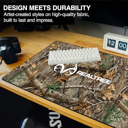 MPCO. Real Tree Large Gaming Desk Pad - 36" x 17" Aeroglyde Fabric Edge Green – With Logo Desk Mats - Non-slip, Washable, Smooth Glide for Precision Gaming & Work - color: Aeroglyde Edge Green – With Logo
