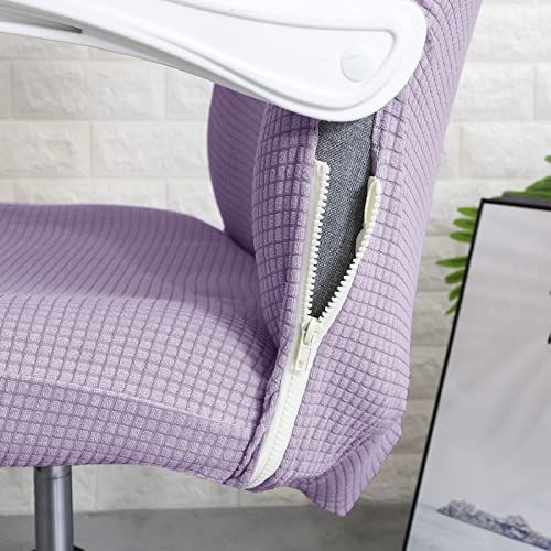 FORCHEER Office Chair Cover Water Repellent Jacquard Armrest Swivel Chair Slipcovers Removable Stretch Universal Computer Chair Cover L with Chair Arm Cover 2P-Purple - color: Purple, size: Large+Chair-Arm Cover