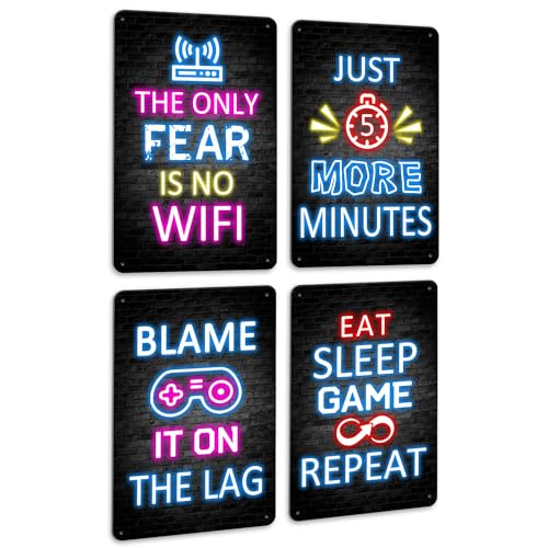 KUVIOKE Video Gamer Room Neon Sign Decor for Teen Boys Gaming Wall Art Gamer Metal Signs Teenage Bedroom Decor 12x8in - color: MINUTES