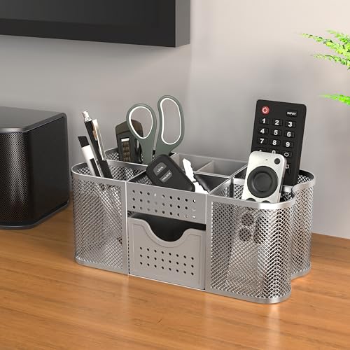 Deco Brothers Desk Organizers Pen Holder Office Caddy Storage, Silver - color: Silver