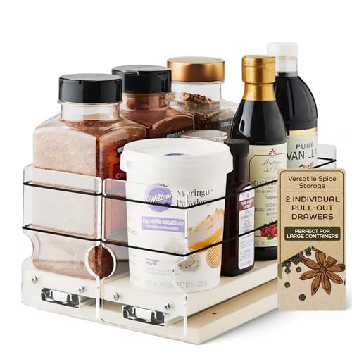 Vertical Spice - Large Pullout Sliding Spice Rack Organizer - 2 Individual 1 Tier Drawers - Premium Rolling Seasoning Holder/Caddy for Hidden Pantry Storage - Made in USA (6.9''W x 5.0" H x 10.6''D) - color: 2 - 3.25" Drawers, 1-Tier Partially Assembled