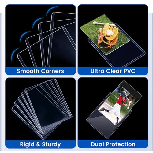 200 Count Card Sleeves Hard Plastic, Sooez 35PT Card Holder, 3" x 4" Baseball Card Protector, Rigid Card Case for Collectible Game Cards, Standard Size Trading Sports Football Cards - size: 200 Hard Sleeves