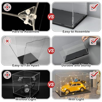 LANSCOERY Acrylic Display Case, 18x18x18 in Clear Display Box with 10mm Black Base for Large Collectibles and Keepsakes - color: Black, size: 18x18x18inch; 45x45x45cm