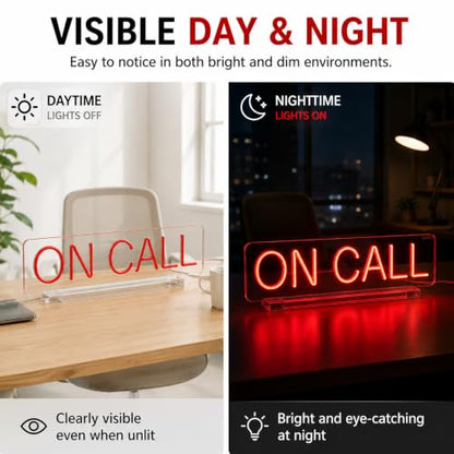 On Call Neon Sign with Acrylic Stand Base, On a Call Sign for Office, Tabletop Quiet LED Sign, Video Call In Progress Don't Disturb Quiet Zoon Desk Light Up Sign, For Game Room, Live House, Streaming, Studio - color: On Call