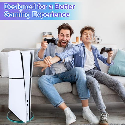 ELZO Vertical Stand for PS5 / PlayStation 5 Pro / PS5 Slim Consoles, PlayStation 5 Vertical Holder with RGB Lights, Black
