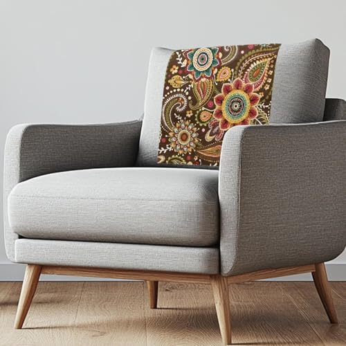 Flower Recliner Headrest Cover Brown Headrest Covers for Recliners Easy to Install Couch Head Rest Covers Pet Scratch Resistant Sofa Head Protector 2 Pcs - color: Flower
