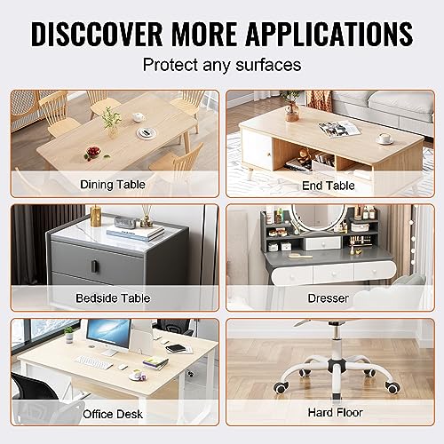 VEVOR Clear Table Cover Protector, 24" x 48"/613 x 1230.2 mm Table Cover, 1.5 mm Thick PVC Plastic Tablecloth, Waterproof Desktop Protector for Writing Desk, Coffee Table, Dining Room Table - size: 48" x 24" (Rectangular)