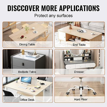 VEVOR Clear Table Cover Protector, 24" x 48"/613 x 1230.2 mm Table Cover, 1.5 mm Thick PVC Plastic Tablecloth, Waterproof Desktop Protector for Writing Desk, Coffee Table, Dining Room Table - size: 48" x 24" (Rectangular)