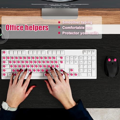 Raised Keyboard Stickers for Long Nails Compatible with Wired Wireless Keyboard Letters Keys Bubbles Keycaps Decal Comfortable Typing for Office Work Protector Accessories