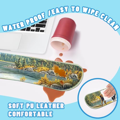 Moose Landscape Desk Mat Set Mountain Lake Large Mouse Pad with Wrist Rest 4in1 Desk Mat for Desktop Ergonomic Computer Desk Arm Wrist Anti-Slip Computer Ergonomic Mouse Pad Home Office Gaming - color: Moose Landscape