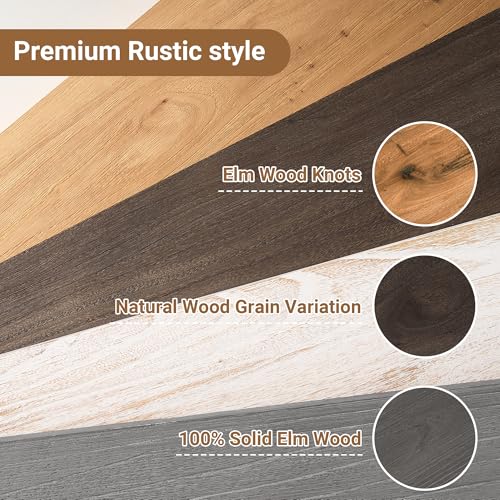 Vivelove Flat Edge Elm Wood Floating Shelf with Invisible Bracket 48”Grey - color: Grey, size: 48”,set of 1