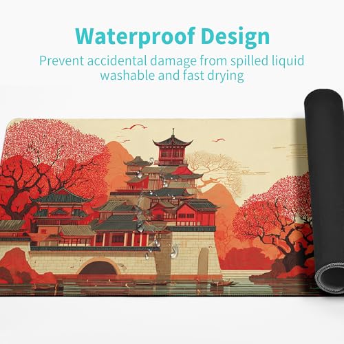 Scenery of Japan Gaming Mouse Pad Large Desk Mat Extended Keyboard Mouse Pad Anime Mousepad with Non-Slip Base and Stitched Edge Mouse Mat Desk Pad 31.5 x 11.8 Mouse Pads for Desk Home Office Gaming - color: Scenery of Japan